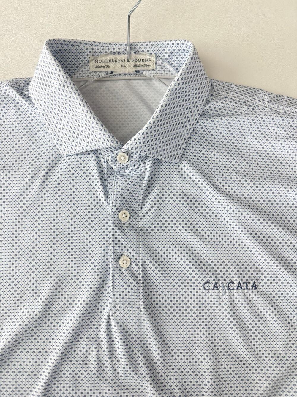 Holderness & Bourne Polo Cascata Golf Course Blue White Men’s XL Tailored Fit